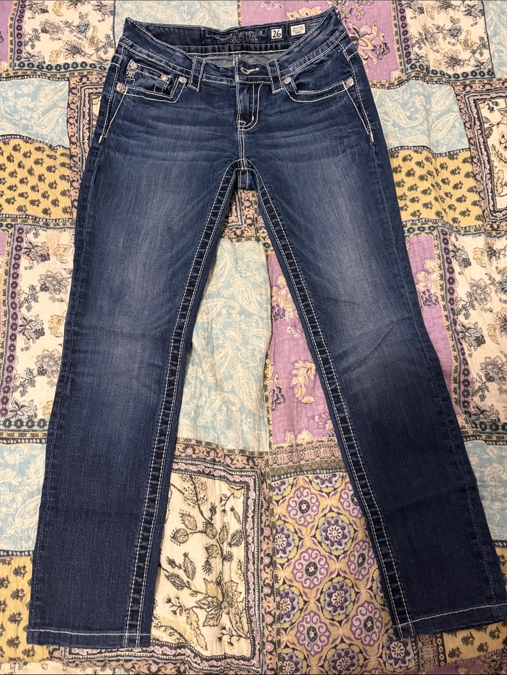 Miss Me Mid Rise Skinny Jeans in Dark Blue Wash